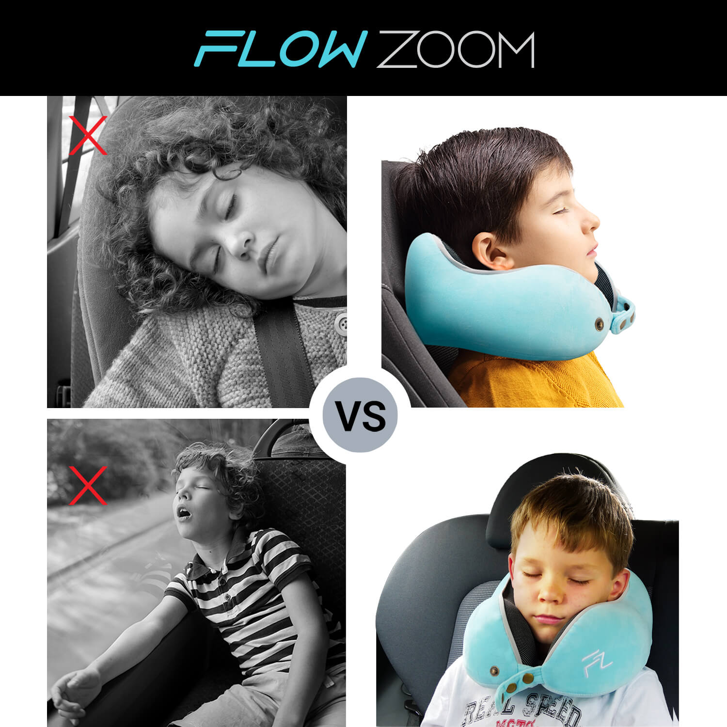 Memory foam neck travel pillow for kids - no more neck pain